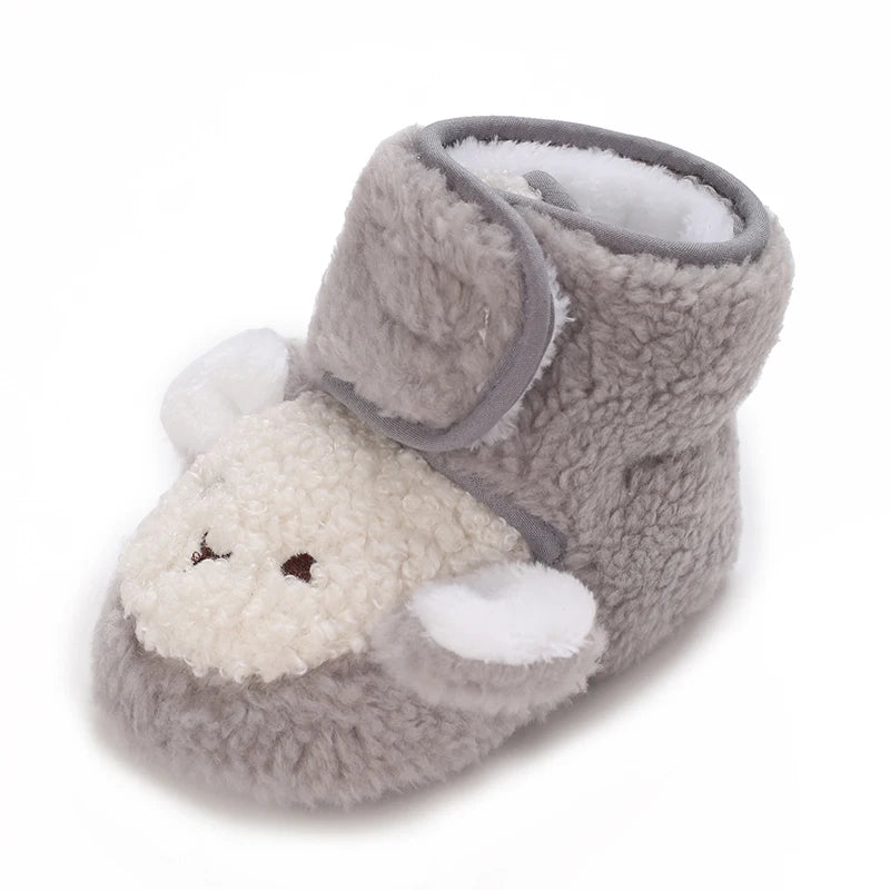 Cute Bear Baby Shoes Cartoon Soft Soled Snow Boots for Infant Boy Girl Autumn Winter Warm Thicken Plush Kids First Walkers 0-18M