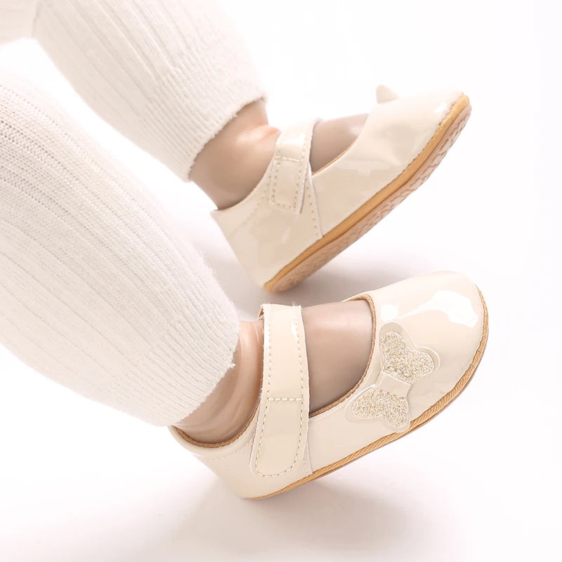 0-12 Months Baby Shoes PU Leather Shallow Mouth Single Shoe Bow Baby Walking Shoes Princess Shoes Baby Shoes