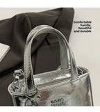 Korean Women Bag Silver Mini Small Square Bag Texture Vogue Versatile Shoulder Purses Crossbody Bag Lady Handbags