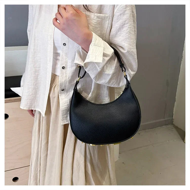 French handbag women bag semi-circular crescent single shoulder armpit bag fashionable commuting niche letter crossbody handbag