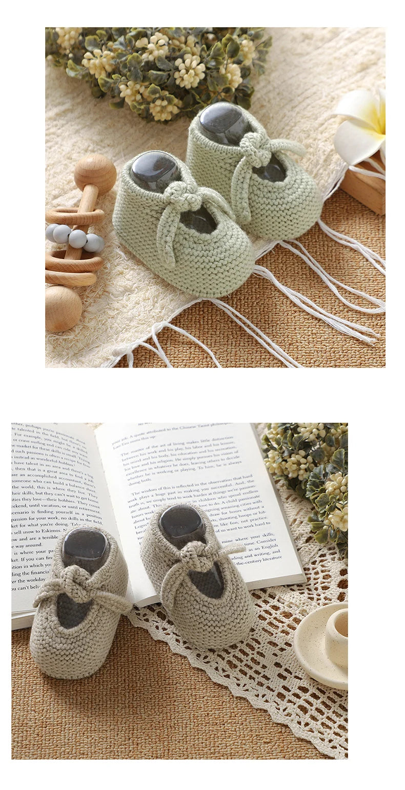 Baby Shoes Knit Newborn Boy Girls Bed Boots Fashion Cute Bow Infant Clothing Accessories Toddler Children Shallow Footwear 0-18M
