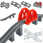 City View Large Building Bricks Wheel Bridge Big Size Track Bricks Train Straight Curved Switch Railway Compatible Duploes Toys