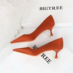 BIGTREE Shoes Kitten Heels 5.5 Cm Women Pumps Silks Satins Lady Heels Fashion Women Shoes Low Heel Female Shoes Large Size 43