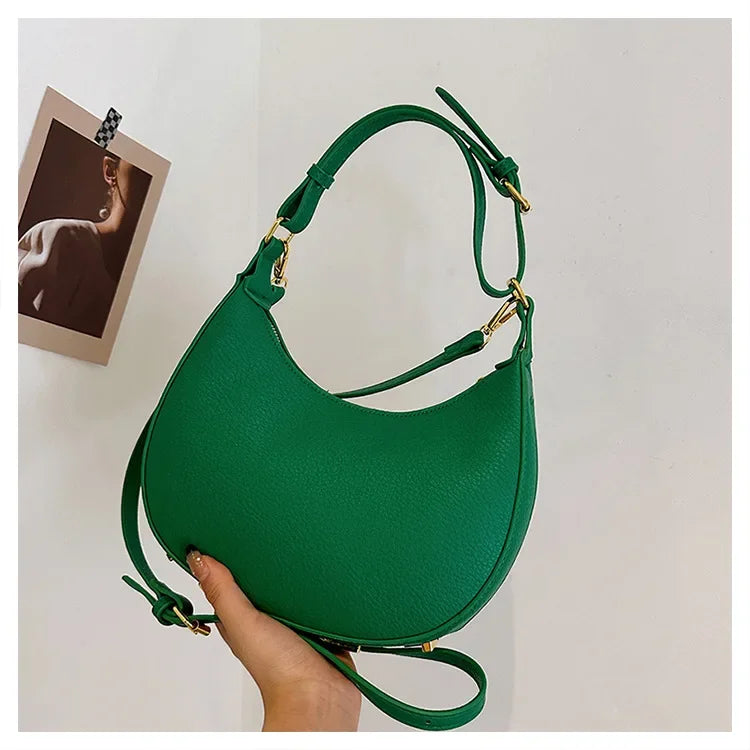 French handbag women bag semi-circular crescent single shoulder armpit bag fashionable commuting niche letter crossbody handbag