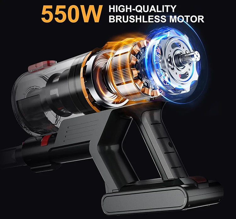550W Cordless Vacuum Cleaner 45000Pa,Stick Vacuum with Touch Display,Removable Battery,Handheld Dust Cleaners For Home Clean