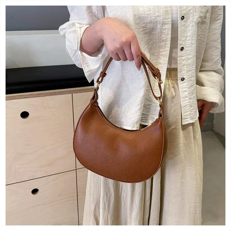 French handbag women bag semi-circular crescent single shoulder armpit bag fashionable commuting niche letter crossbody handbag