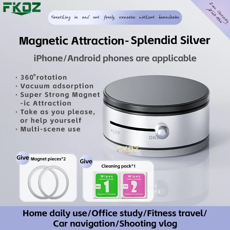 Super Magnetic Phone Stand 360° Rotating Desktop Car Holder Vacuum Adsorption Strong Magnetism Car Mount Phone Holder