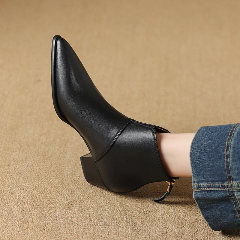 2024 New Autumn Winter Women Boots Fashion Pointed Toe Chelsea Boots for Women Ankle Boots Retro Ladies Women Shoes