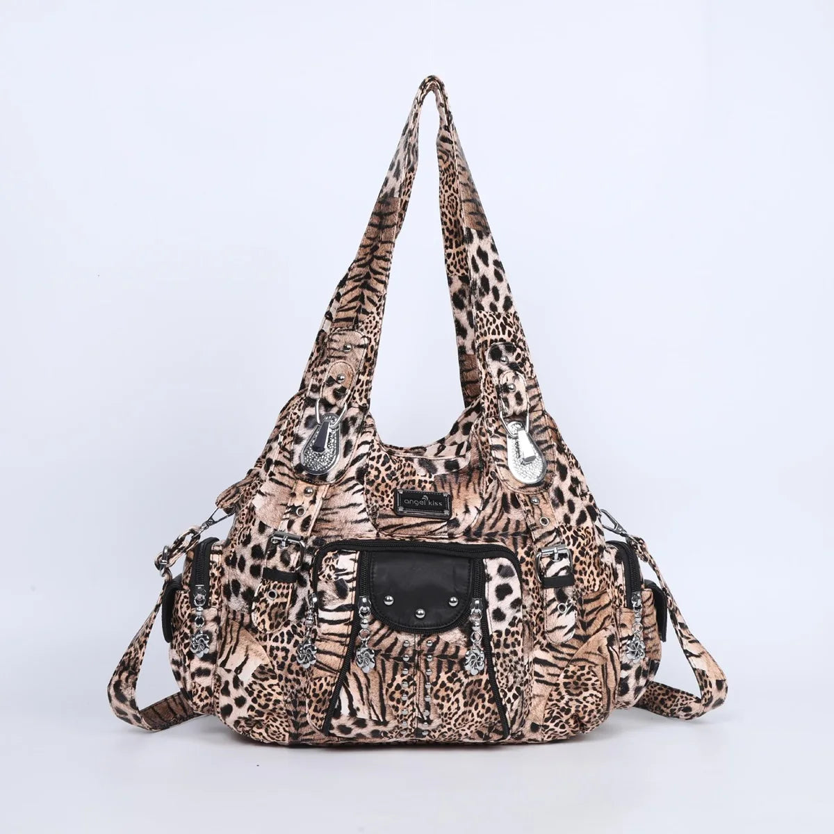 Angelkiss Women Bag Large Handbags Satchel Top-handle PU Shoulder Bag Vintage Dumpling Pack Multi-pockets Shoulder Bags Purse