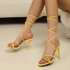 New Summer Elegant Strap Solid Color Square Toe High Heels Open Toe Fashion Sexy Banquet Women's Shoes pumps women shoes