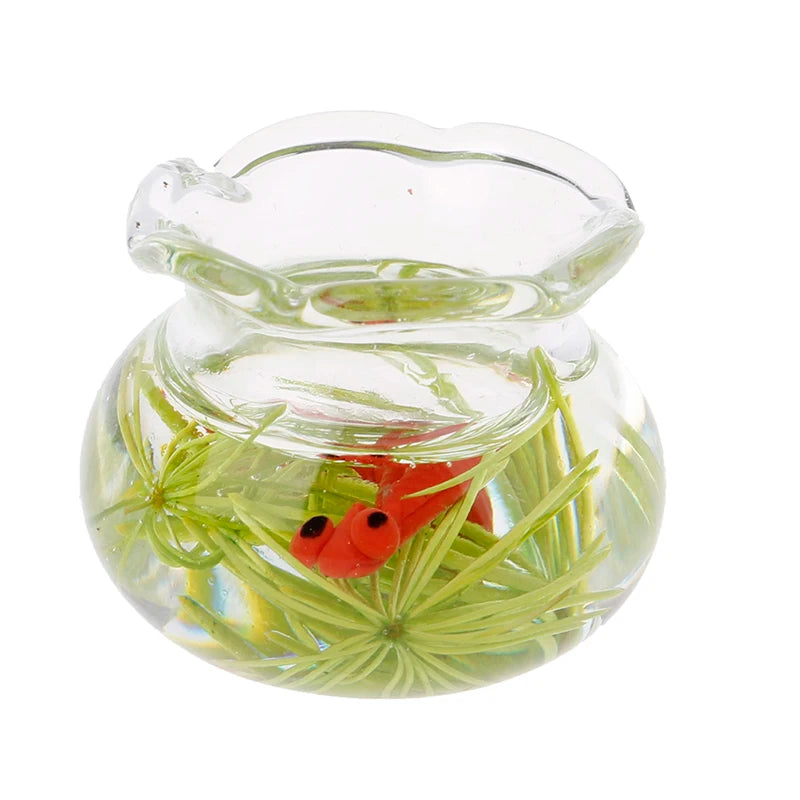 1:12 Miniature Model Mini Fish Tank Bowl Simulation Aquarium Scene Model For Home Desktop Ornament Dollhouse Toys Decoration