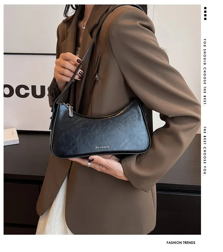 Small Cute Underarm Shoulder Bags for Women 2024 Trend Design Leather Handbags and Purses Y2K Silver Red Hand Bag Women Bag