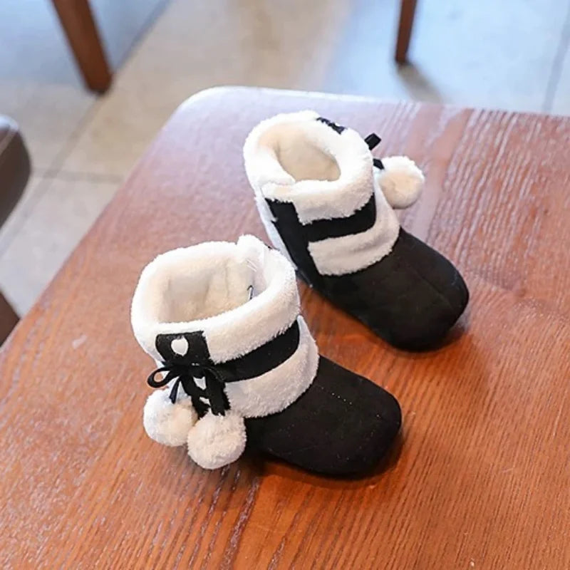 Baby Shoes With Soft Soles For Warmth 0-12 Months Old Baby Cotton Winter Socks and Shoes With Fleece Before Learning To Walk