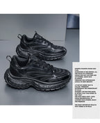 Men's Thick-soled Sports Running Shoes with A Breathable Mesh and Laced Solid Color Simple Design Spring and Summer Flat Shoes
