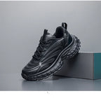 Men's Thick-soled Sports Running Shoes with A Breathable Mesh and Laced Solid Color Simple Design Spring and Summer Flat Shoes