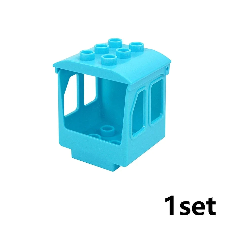 Big Size Track Bricks Train Straight Curved Switch Railway City View  Large Building Bricks Wheel Bridge Toys Compatible Duploes