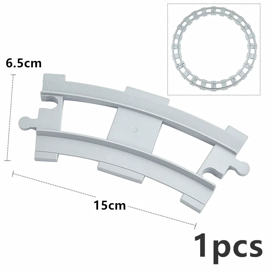 Big Size Track Bricks Train Straight Curved Switch Railway City View  Large Building Bricks Wheel Bridge Toys Compatible Duploes