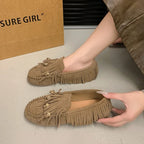 Soft Soled Retro Women Shoes Spring New Round Flat Shoe Fashion Womens Tassel Bean Shoes Casual Women Sports Shoe Zapatosbaratos