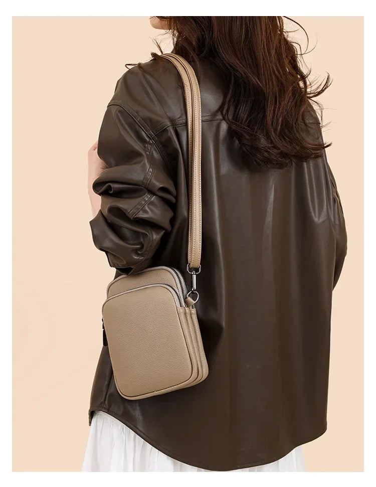 2025New 100% Genuine Cowhide Women's Leather Mobile Phone Bag Crossbody Bags for Women Bag Designer Crossbody Bag Messenger Bags