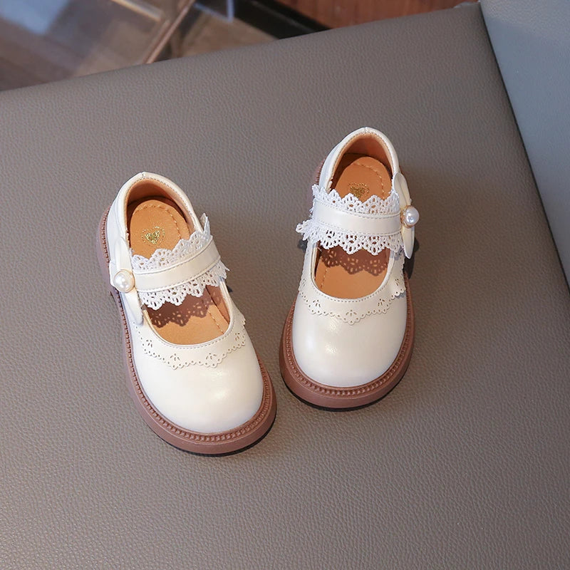 Girls Small Leather Shoes Size 23-36 Soft Bottom Leather Children's Single Shoes Beige Fashion Versatile Children's Baby Shoes