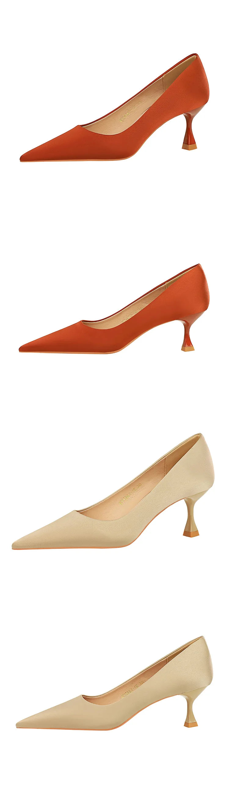 BIGTREE Shoes Kitten Heels 5.5 Cm Women Pumps Silks Satins Lady Heels Fashion Women Shoes Low Heel Female Shoes Large Size 43