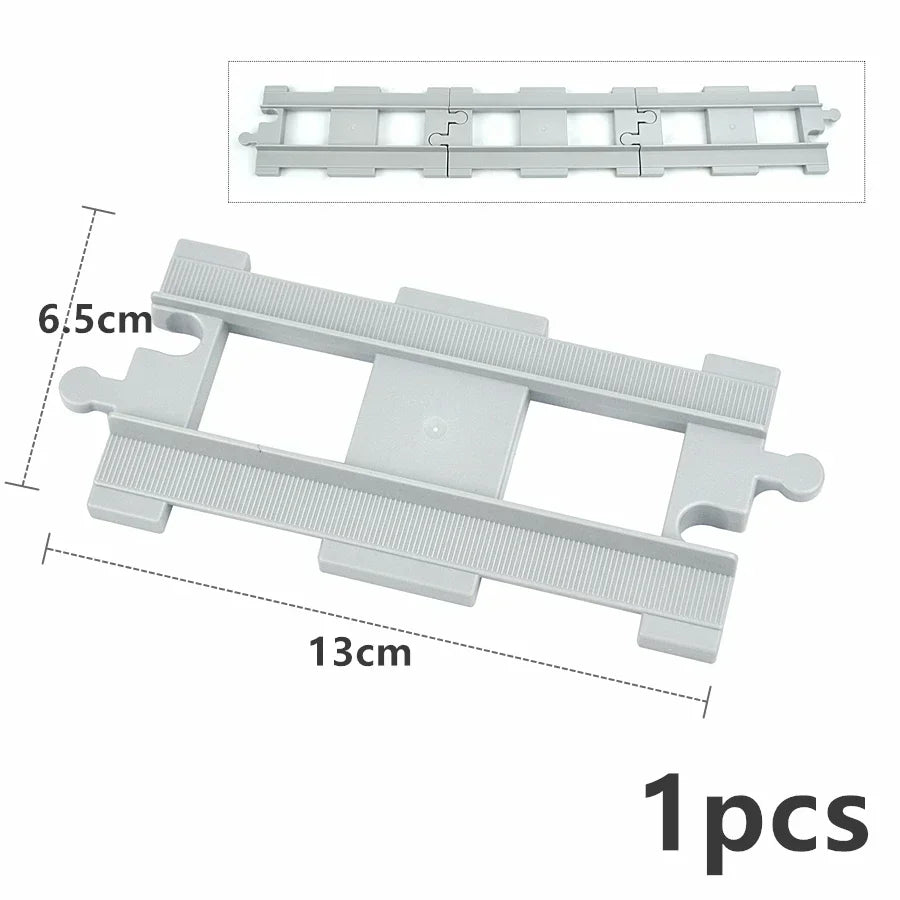 Big Size Track Bricks Train Straight Curved Switch Railway City View  Large Building Bricks Wheel Bridge Toys Compatible Duploes