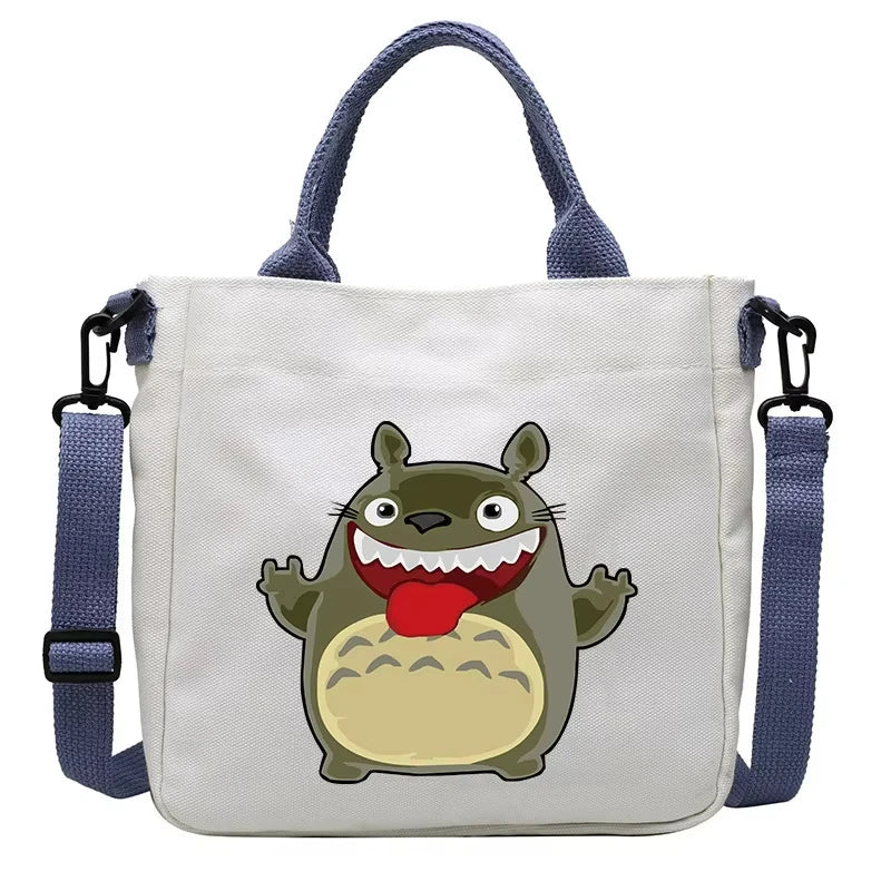 Cartoon Totoro Canvas Women Bag Boys Girl Simple Light Handbag Tote Bags Cute Cartoon Anime Crossbody Shoulder Packet Gift
