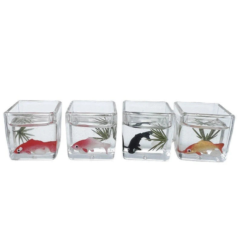 1:12 Miniature Model Mini Fish Tank Bowl Simulation Aquarium Scene Model For Home Desktop Ornament Dollhouse Toys Decoration