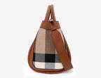 Small Size 30CM Elegant Women Bag Striped Canvas + Cowhide Top Handle Bag Women's Single Shoulder Crossbody Luxury Designer Bag