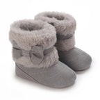 0-18M baby shoes Girls winter plush comfort snow boots cute bow cotton shoes baby soft soled non-slip toddler shoes