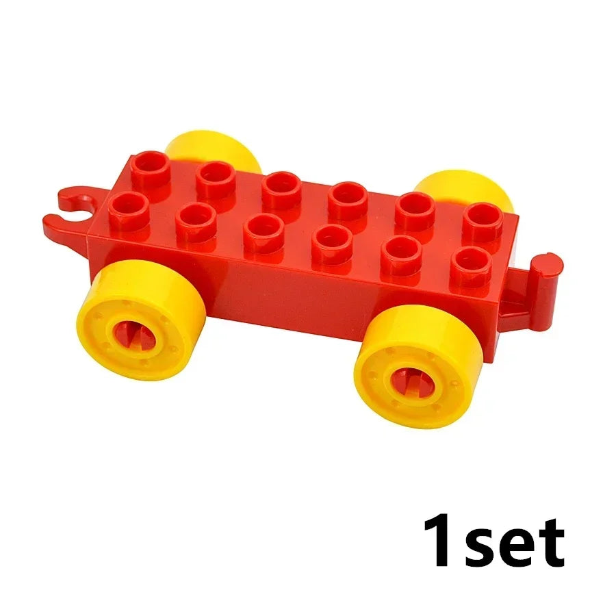 City View Large Building Bricks Wheel Bridge Big Size Track Bricks Train Straight Curved Switch Railway Compatible Duploes Toys