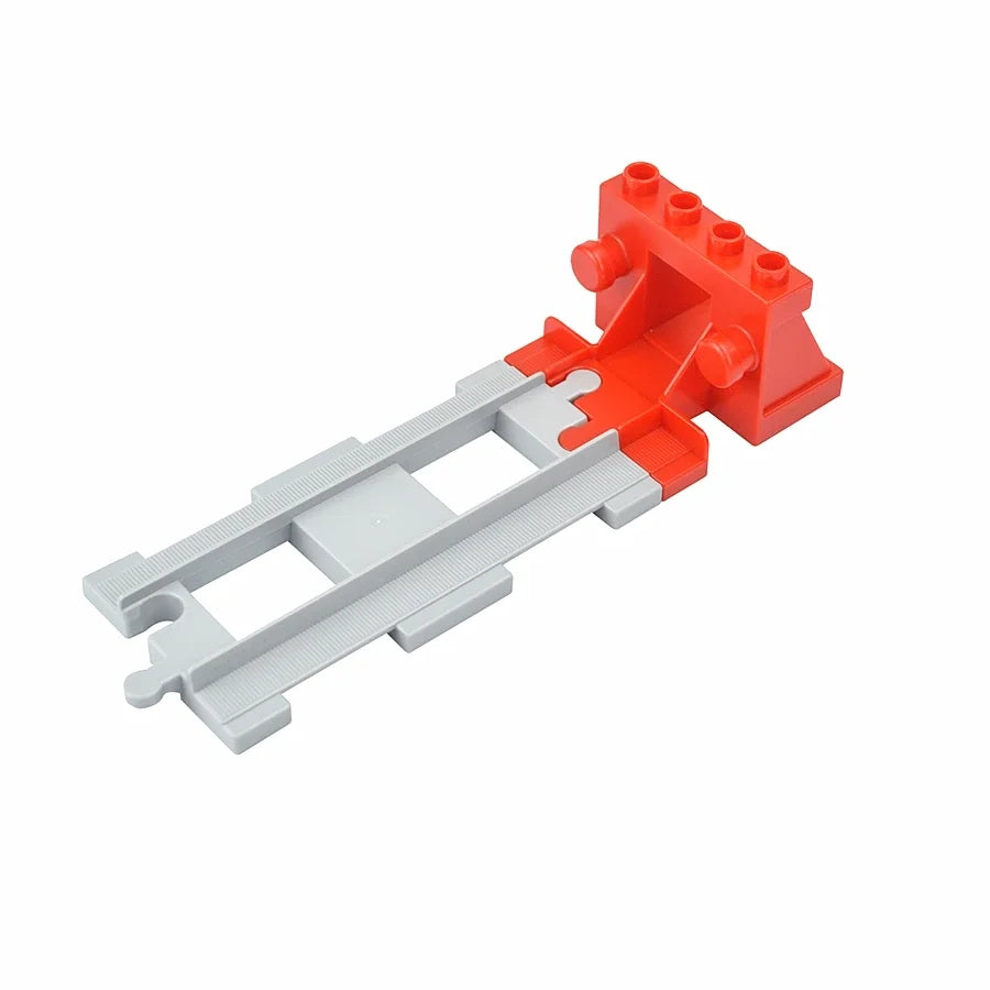 Big Size Track Bricks Train Straight Curved Switch Railway City View  Large Building Bricks Wheel Bridge Toys Compatible Duploes
