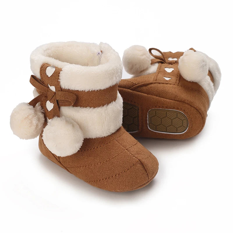 Baby Shoes With Soft Soles For Warmth 0-12 Months Old Baby Cotton Winter Socks and Shoes With Fleece Before Learning To Walk