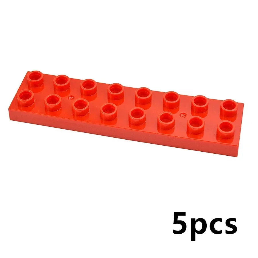 Big Size Track Bricks Train Straight Curved Switch Railway City View  Large Building Bricks Wheel Bridge Toys Compatible Duploes