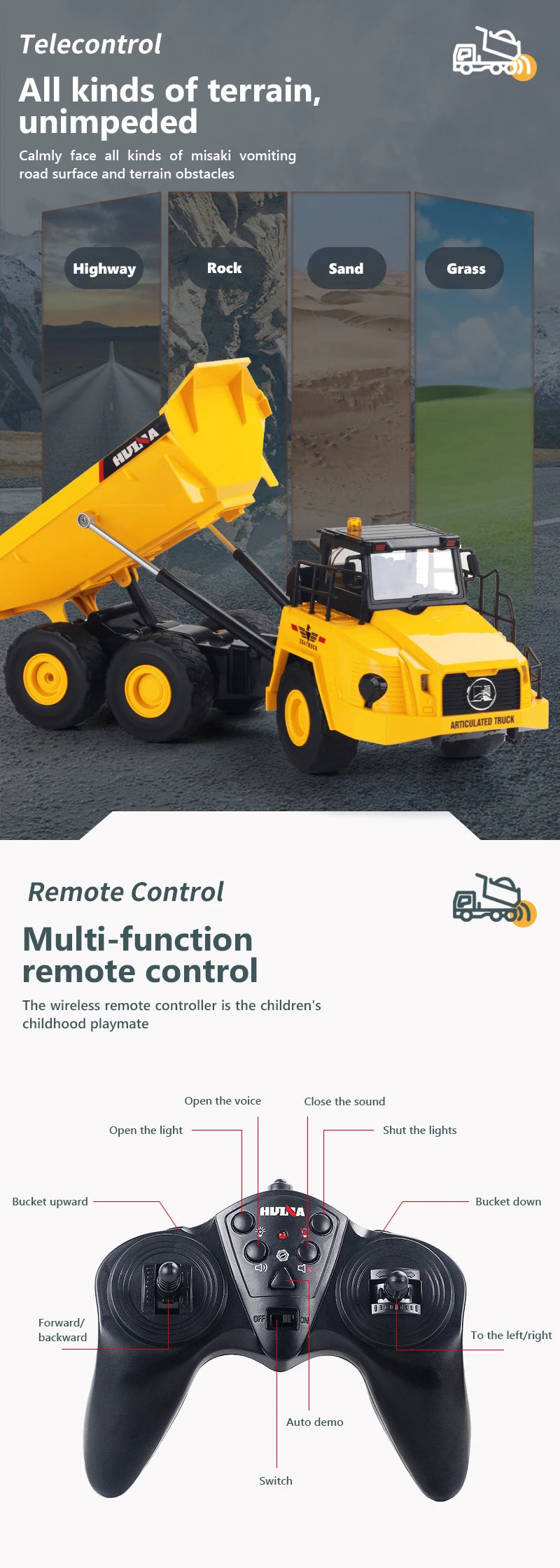 2023 New Rc Car Toys Huina 1553 Rc Truck Cars Remote Control Vehicle Radio Control Machine Toys for Children Toys 6 To 10 Years