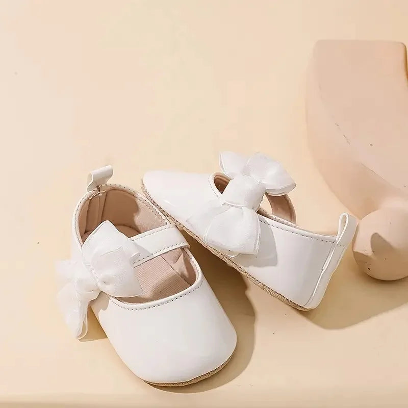 0-1 Year Old Baby Walking Shoes PU Leather Soft Sole Anti Slip Butterfly Bow Newborn Baby Shoes Breathable Anti Slip