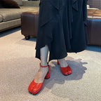 Bailamos Fashion Tabi Ninja Women Shoes Round Split Toe Shallow Thick Heel Sandals Mid Heel Mary Janes Shoes Female Pumps Mujer