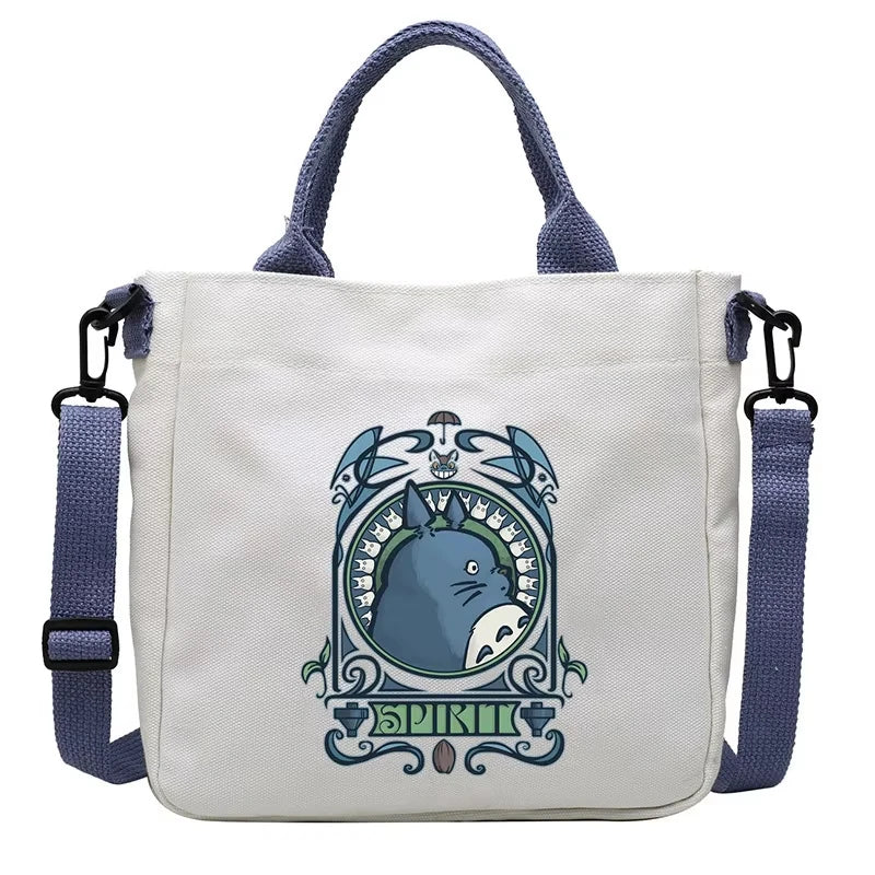 Cartoon Totoro Canvas Women Bag Boys Girl Simple Light Handbag Tote Bags Cute Cartoon Anime Crossbody Shoulder Packet Gift