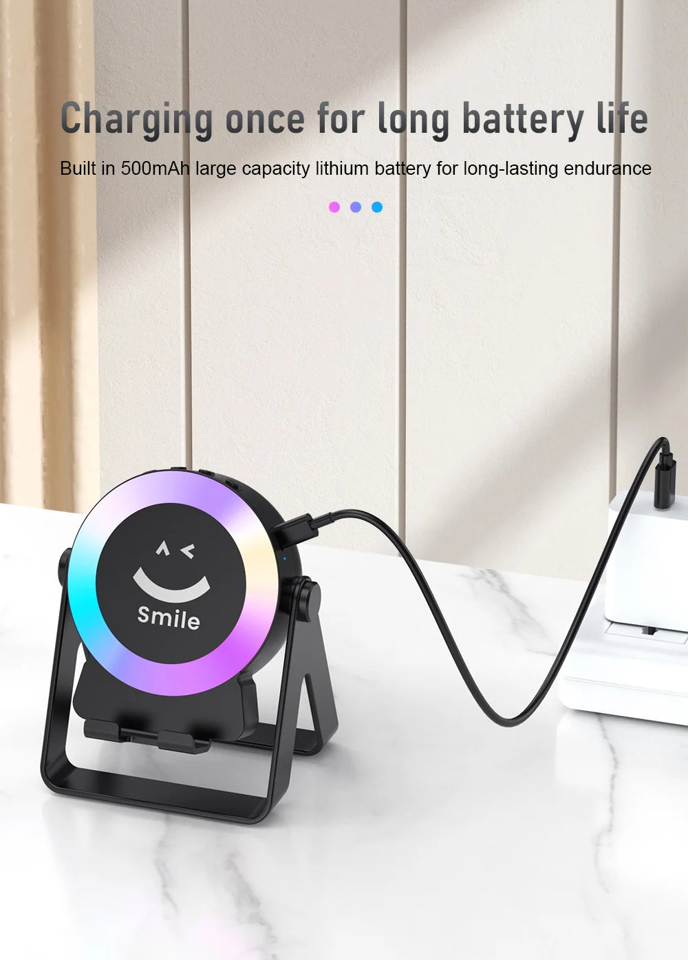 New Cell Phone Holder Stand With Bluetooth 4 IN 1 Wireless Induction Audio Speaker 360° Rotation Stand with LED