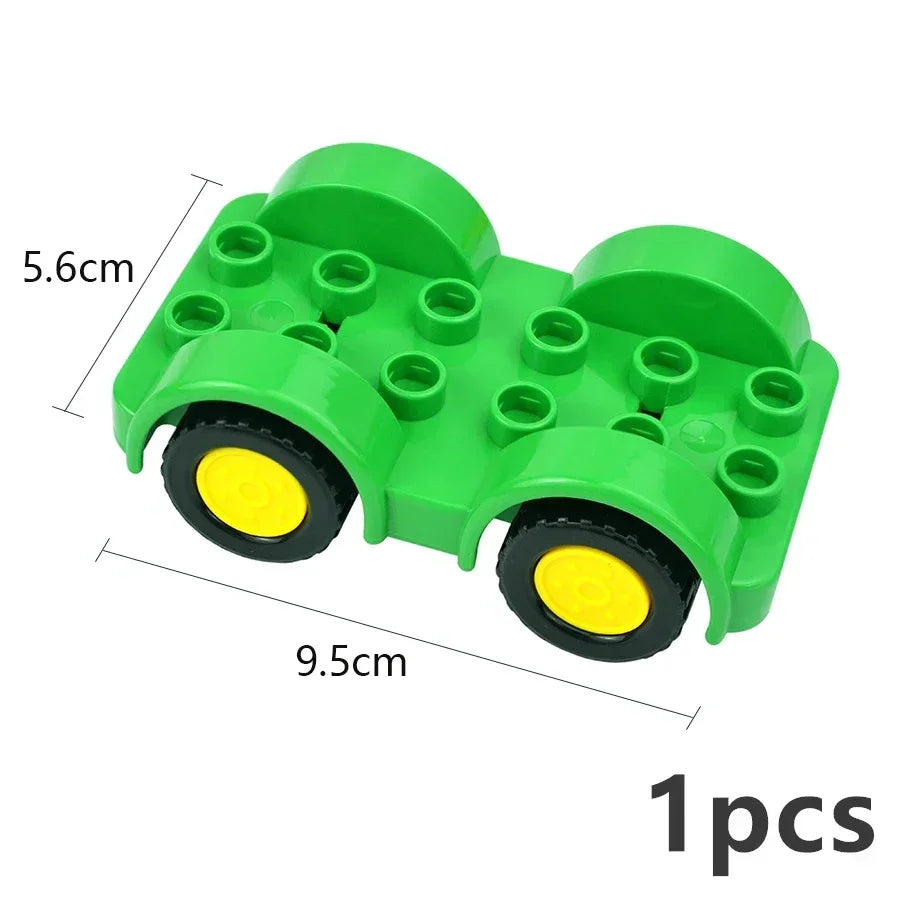 Big Size Track Bricks Train Straight Curved Switch Railway City View  Large Building Bricks Wheel Bridge Toys Compatible Duploes