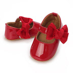 0-1 Year Old Baby Walking Shoes PU Leather Soft Sole Anti Slip Butterfly Bow Newborn Baby Shoes Breathable Anti Slip