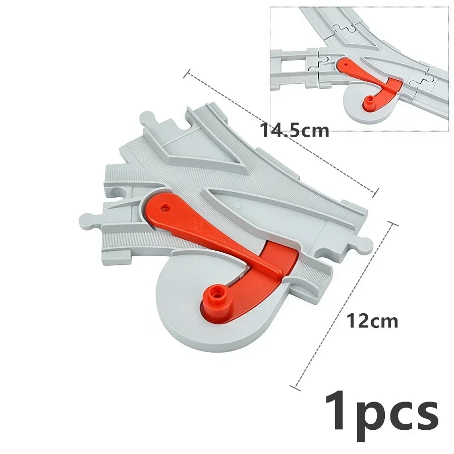 Big Size Track Bricks Train Straight Curved Switch Railway City View  Large Building Bricks Wheel Bridge Toys Compatible Duploes