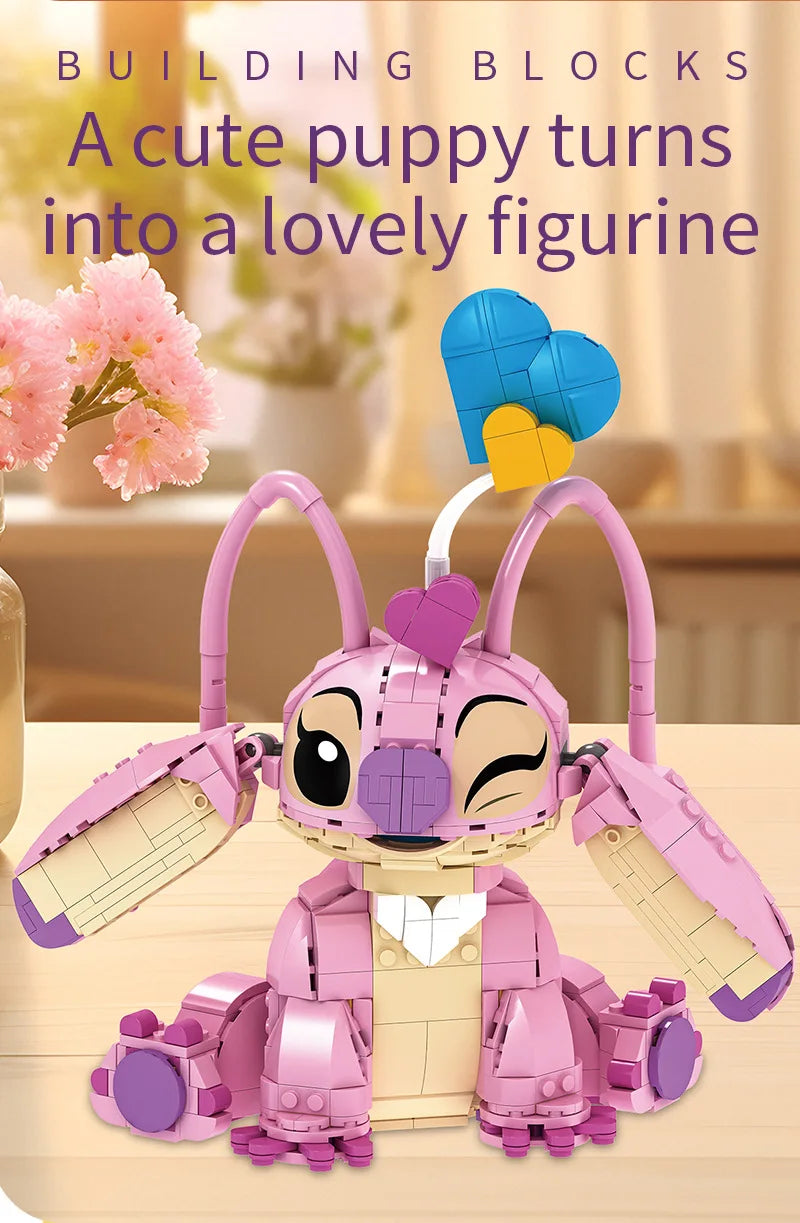 New Stitch Angel CP Building Blocks 2025 - Large Piece Cartoon Toys with Moving Ears Kids Assembly Gift for Boys Girls Birthday
