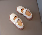 Girls Small Leather Shoes Size 23-36 Soft Bottom Leather Children's Single Shoes Beige Fashion Versatile Children's Baby Shoes