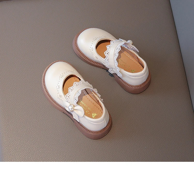 Girls Small Leather Shoes Size 23-36 Soft Bottom Leather Children's Single Shoes Beige Fashion Versatile Children's Baby Shoes