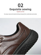 Trendy Men's Leather Shoes British Style Thick Bottom Casual Low Help Lace up Heightening Black Loafers Breathable Shoes