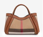 Small Size 30CM Elegant Women Bag Striped Canvas + Cowhide Top Handle Bag Women's Single Shoulder Crossbody Luxury Designer Bag