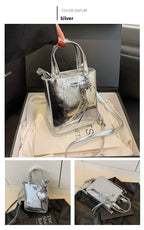 Korean Women Bag Silver Mini Small Square Bag Texture Vogue Versatile Shoulder Purses Crossbody Bag Lady Handbags