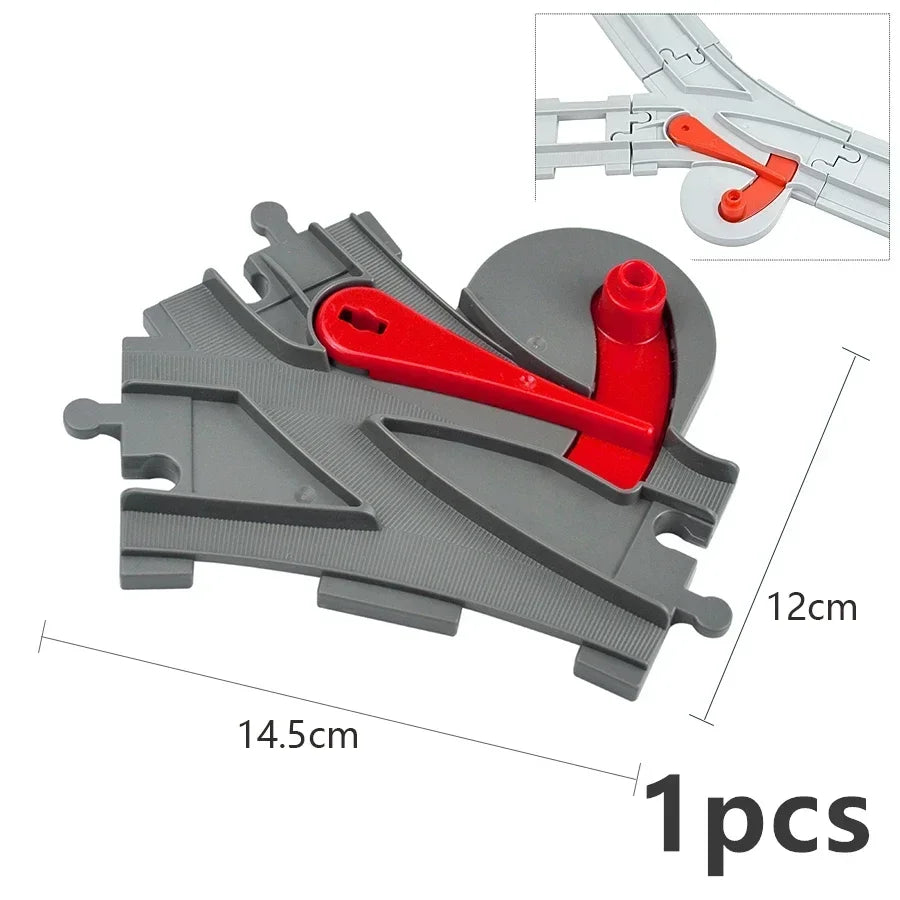 Big Size Track Bricks Train Straight Curved Switch Railway City View  Large Building Bricks Wheel Bridge Toys Compatible Duploes