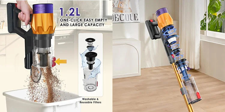 550W Cordless Vacuum Cleaner 45000Pa,Stick Vacuum with Touch Display,Removable Battery,Handheld Dust Cleaners For Home Clean